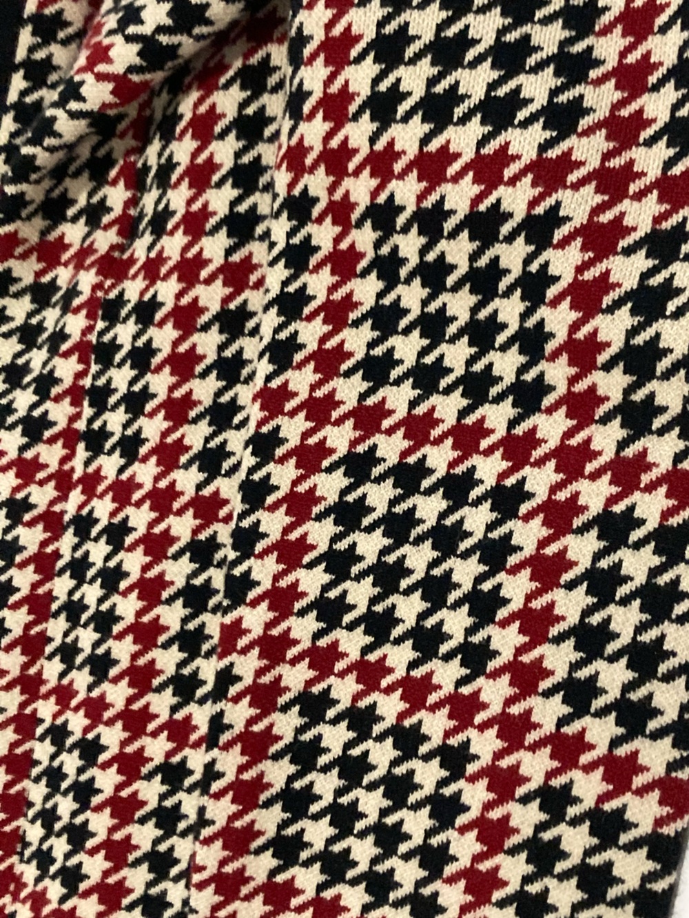 NWT Anne Klein Titan Red Black Houndstooth Open Front Gold Button Knit Blazer - Picture 9 of 16